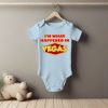 White baby short sleeve bodysuit mockup in minimal interior. Bla I'm What Happened Baby Grower Short Sleeve